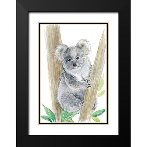 Baby Koala Black Modern Wood Framed Art Print with Double Matting by Markelova, Elena