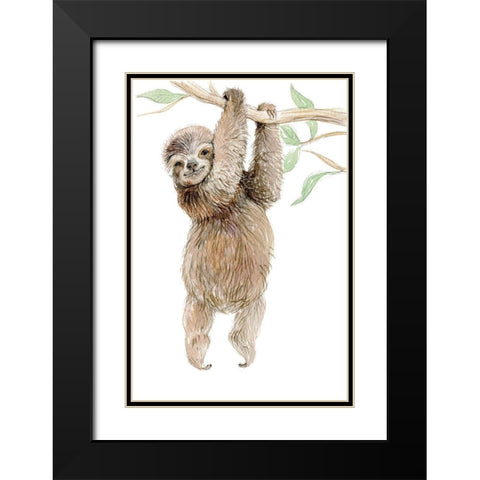 Baby Sloth Black Modern Wood Framed Art Print with Double Matting by Markelova, Elena