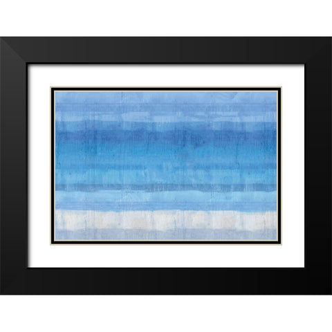 Blue Abstract Black Modern Wood Framed Art Print with Double Matting by Wiley, Marta G.