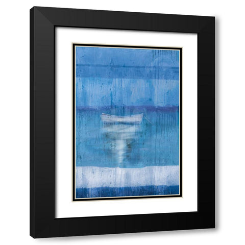 Blue Boat Black Modern Wood Framed Art Print with Double Matting by Wiley, Marta G.