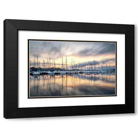 Sailors Sunrise Black Modern Wood Framed Art Print with Double Matting by Burt, D.