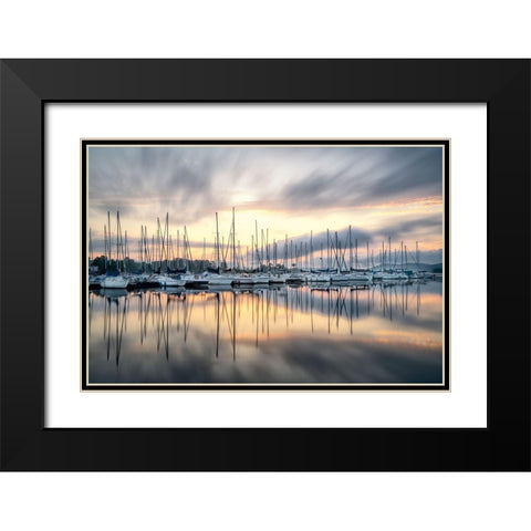 Sailors Sunrise Black Modern Wood Framed Art Print with Double Matting by Burt, D.