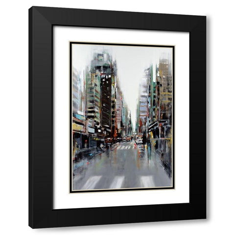 Bustling City Black Modern Wood Framed Art Print with Double Matting by Kadmiri, Aziz