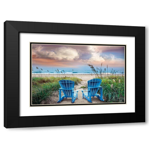 Shore Seats Black Modern Wood Framed Art Print with Double Matting by Celebrate Life Gallery