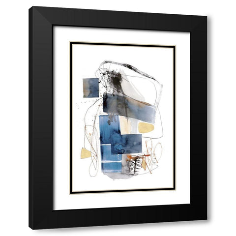 Blue Buzz I Black Modern Wood Framed Art Print with Double Matting by Barnes, Natasha