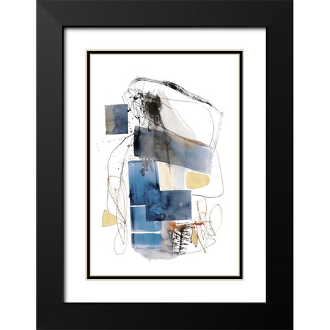 Blue Buzz I Black Modern Wood Framed Art Print with Double Matting by Barnes, Natasha