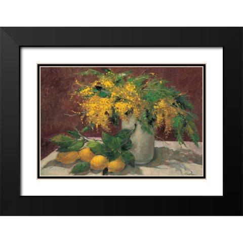 Mimosas y Limones Black Modern Wood Framed Art Print with Double Matting by Ripoll, J.