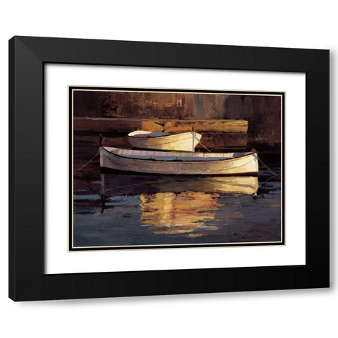 Barcas al Atardecer Black Modern Wood Framed Art Print with Double Matting by Romeu, Poch