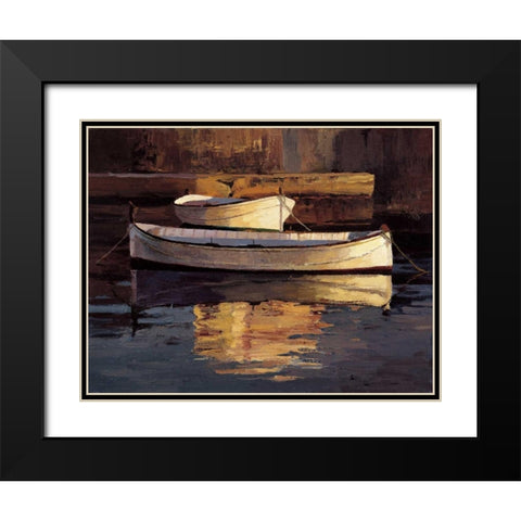Barcas al Atardecer Black Modern Wood Framed Art Print with Double Matting by Romeu, Poch