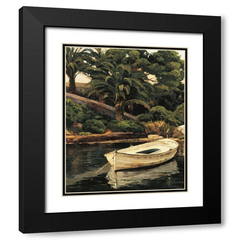 Barca y Palmeras Black Modern Wood Framed Art Print with Double Matting by Romeu, Poch