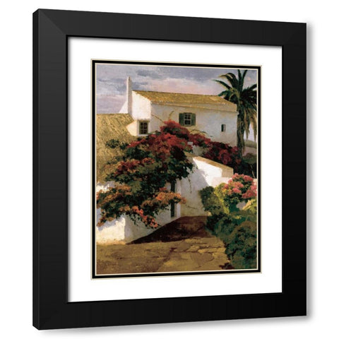 Courtyard Blossoms Black Modern Wood Framed Art Print with Double Matting by Romeu, Poch