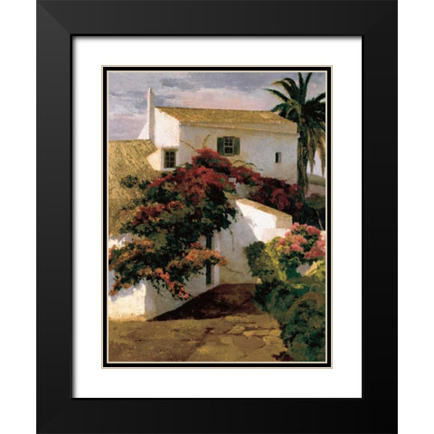 Courtyard Blossoms Black Modern Wood Framed Art Print with Double Matting by Romeu, Poch