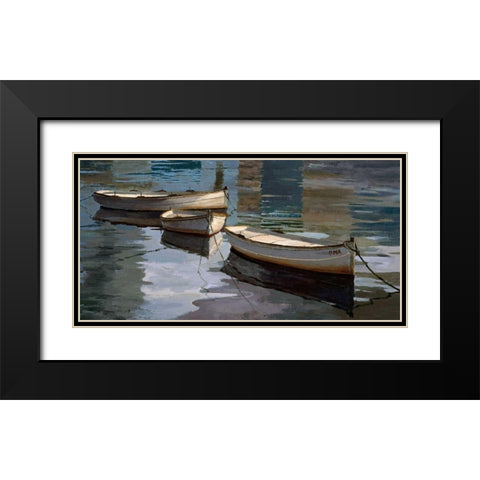 El Descanso de las Tres Barcas Black Modern Wood Framed Art Print with Double Matting by Romeu, Poch