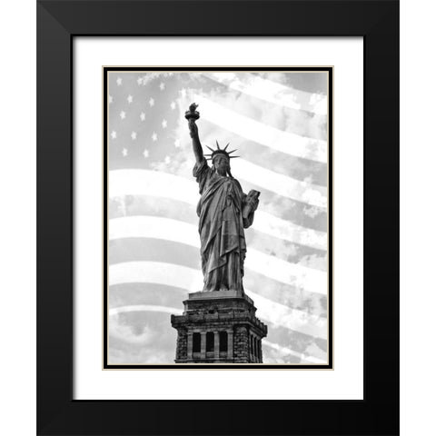 Liberty Flag Black Modern Wood Framed Art Print with Double Matting by Roffman, Richard