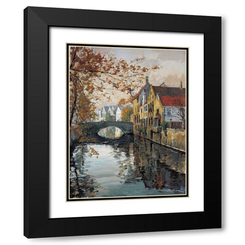 Brugge Reflections Black Modern Wood Framed Art Print with Double Matting by Schaar, Robert
