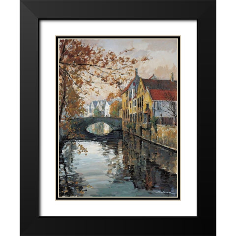 Brugge Reflections Black Modern Wood Framed Art Print with Double Matting by Schaar, Robert