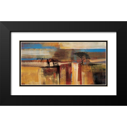 Etosha Zebra Black Modern Wood Framed Art Print with Double Matting by Schandera, Frances