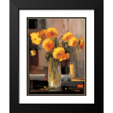 Floral Sunrise Black Modern Wood Framed Art Print with Double Matting by Tomao, Jennie