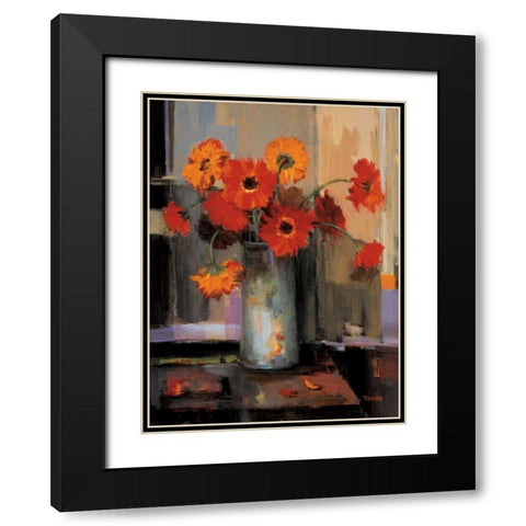 Floral Sunset Black Modern Wood Framed Art Print with Double Matting by Tomao, Jennie