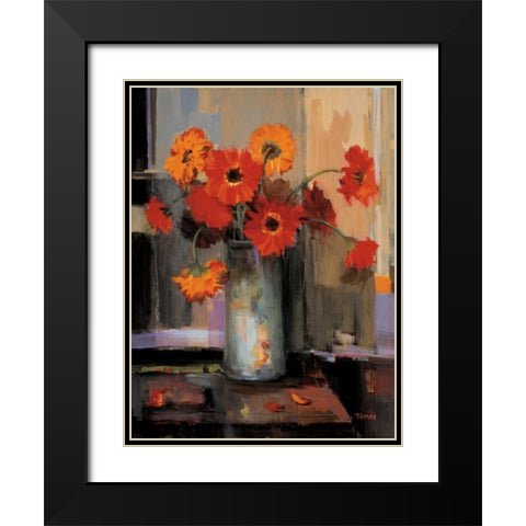 Floral Sunset Black Modern Wood Framed Art Print with Double Matting by Tomao, Jennie