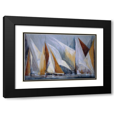 Ocean Regatta Black Modern Wood Framed Art Print with Double Matting by Torres, Maria Antonia
