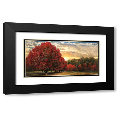 Crimson Trees Black Modern Wood Framed Art Print with Double Matting by Celebrate Life Gallery