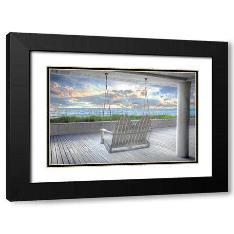 Swing At The Beach Black Modern Wood Framed Art Print with Double Matting by Celebrate Life Gallery