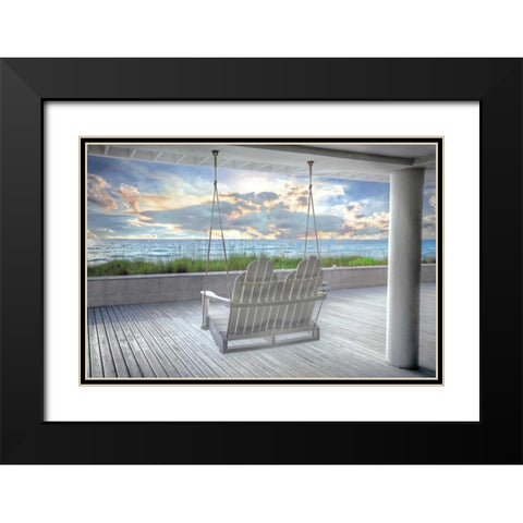 Swing At The Beach Black Modern Wood Framed Art Print with Double Matting by Celebrate Life Gallery