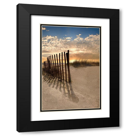 Dune Fence at Sunrise Black Modern Wood Framed Art Print with Double Matting by Celebrate Life Gallery