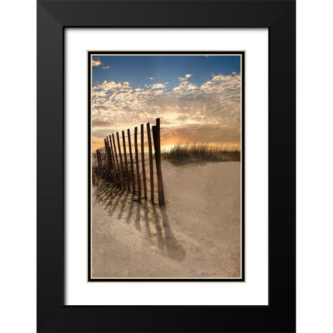 Dune Fence at Sunrise Black Modern Wood Framed Art Print with Double Matting by Celebrate Life Gallery