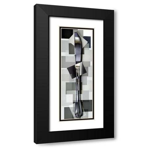 Knife Black Modern Wood Framed Art Print with Double Matting by Ventosa, Pep