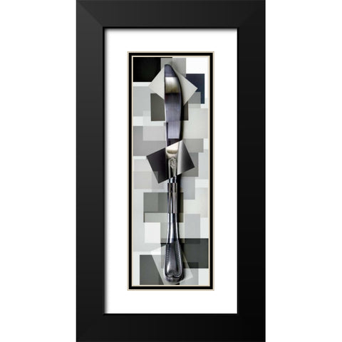 Knife Black Modern Wood Framed Art Print with Double Matting by Ventosa, Pep