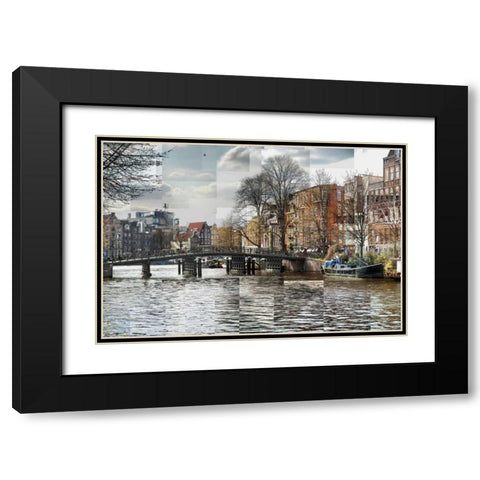 Zwanenburgwal Canal Black Modern Wood Framed Art Print with Double Matting by Ventosa, Pep