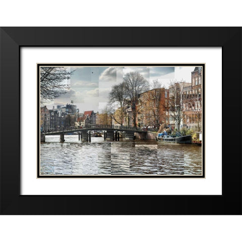 Zwanenburgwal Canal Black Modern Wood Framed Art Print with Double Matting by Ventosa, Pep