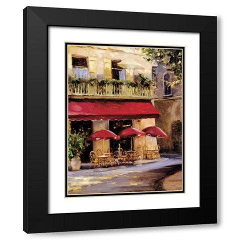 Three Red Umbrellas Black Modern Wood Framed Art Print with Double Matting by Wicks, Keith