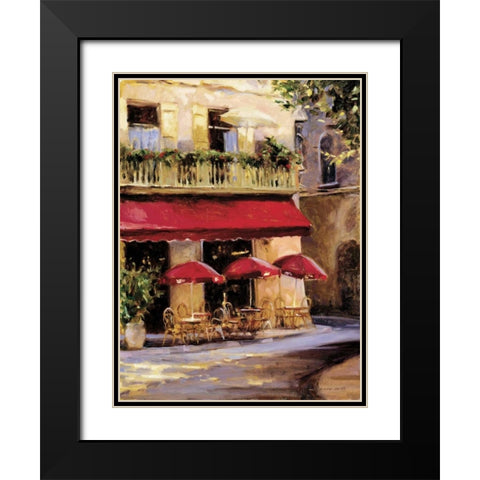 Three Red Umbrellas Black Modern Wood Framed Art Print with Double Matting by Wicks, Keith