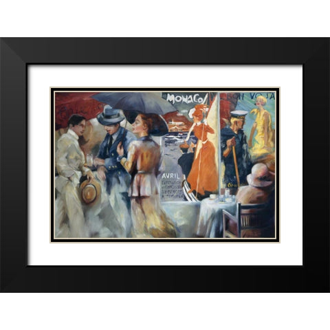 Cafe Bon Voyage Black Modern Wood Framed Art Print with Double Matting by Zielinska, Maria