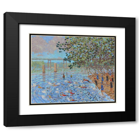 Sports Suite Terra Swimmers Black Modern Wood Framed Art Print with Double Matting by Bajility, Andra