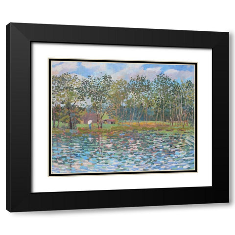 Nimrod Boys Camp Pond Black Modern Wood Framed Art Print with Double Matting by Bajility, Andra