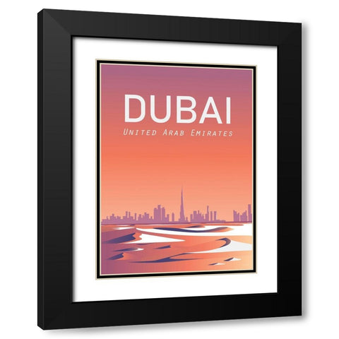 Dubai Black Modern Wood Framed Art Print with Double Matting by Artic Frame Studio
