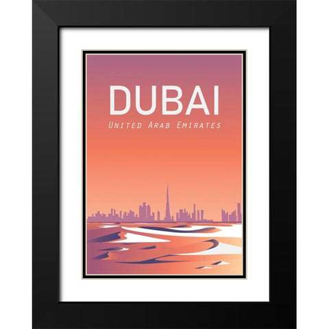 Dubai Black Modern Wood Framed Art Print with Double Matting by Artic Frame Studio