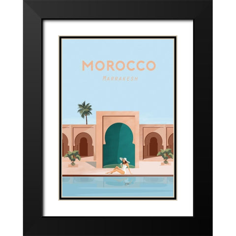 Moroco Black Modern Wood Framed Art Print with Double Matting by Artic Frame Studio