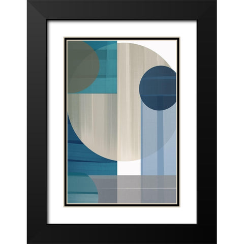 Abstract Blue III Black Modern Wood Framed Art Print with Double Matting by Artic Frame Studio