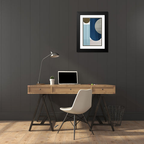 Abstract Blue V Black Modern Wood Framed Art Print with Double Matting by Artic Frame Studio