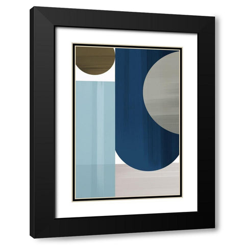 Abstract Blue V Black Modern Wood Framed Art Print with Double Matting by Artic Frame Studio
