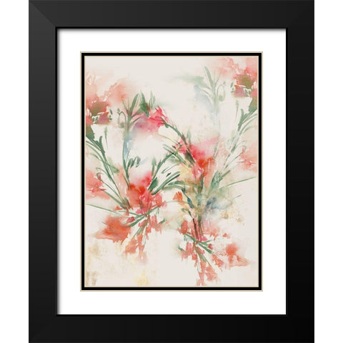 Red Flowers II Black Modern Wood Framed Art Print with Double Matting by Aria K