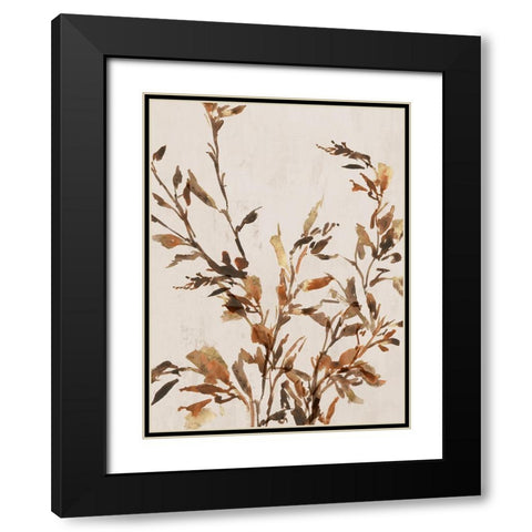 Golden Frond I  Black Modern Wood Framed Art Print with Double Matting by Aria K