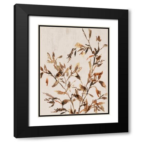 Golden Frond II  Black Modern Wood Framed Art Print with Double Matting by Aria K