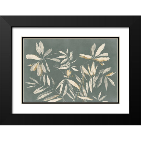 Silhouette Leaves  Black Modern Wood Framed Art Print with Double Matting by Aria K