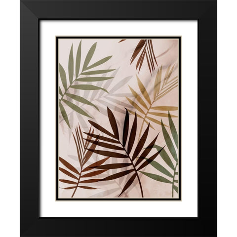 Subdued Leaves II  Black Modern Wood Framed Art Print with Double Matting by Aria K